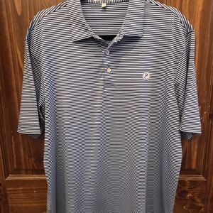 Peter Millar Navy and White Striped Polo Shirt